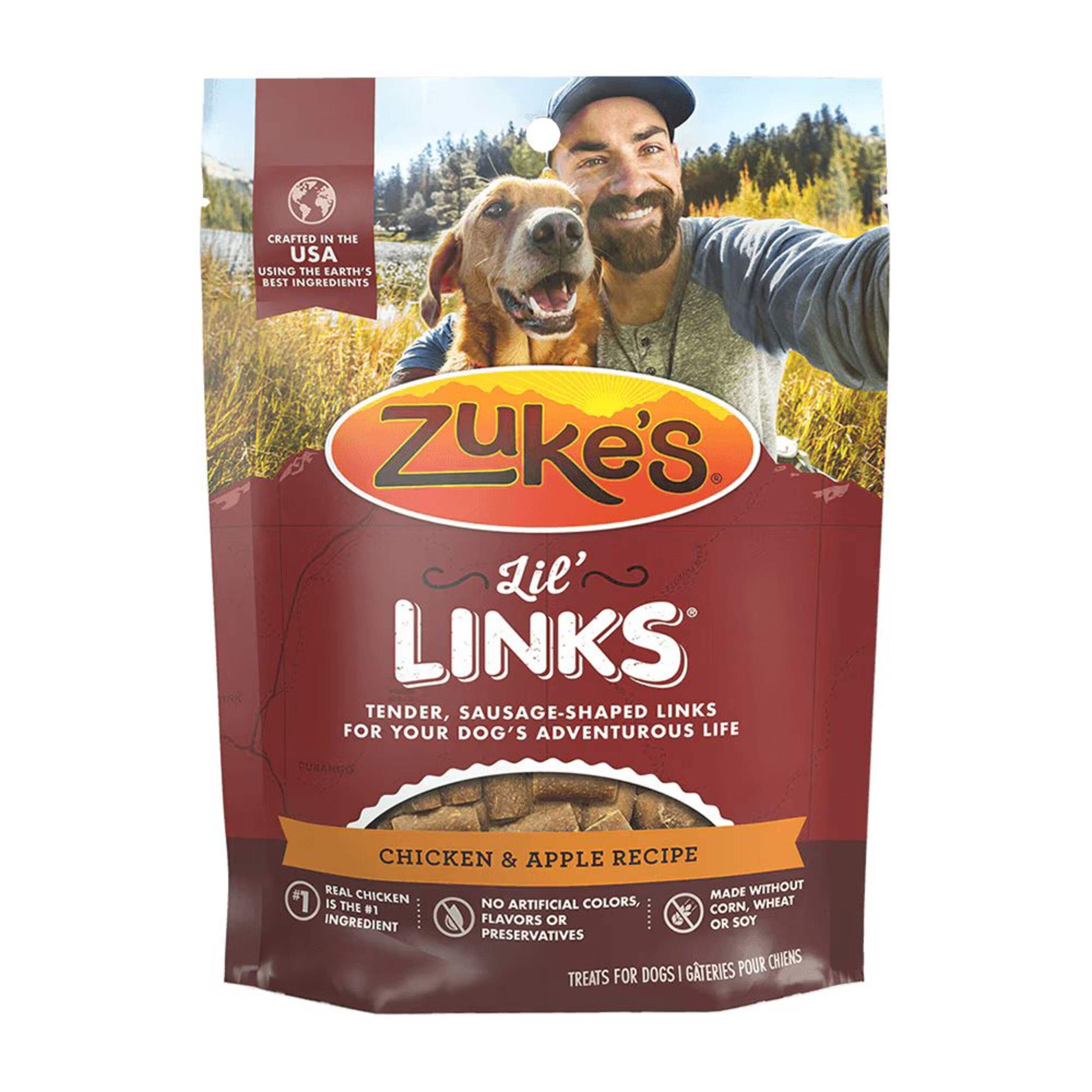 Zuke's Lil Links Chicken & Apple Soft Natural Dog Treats, 170-g Front_Flat