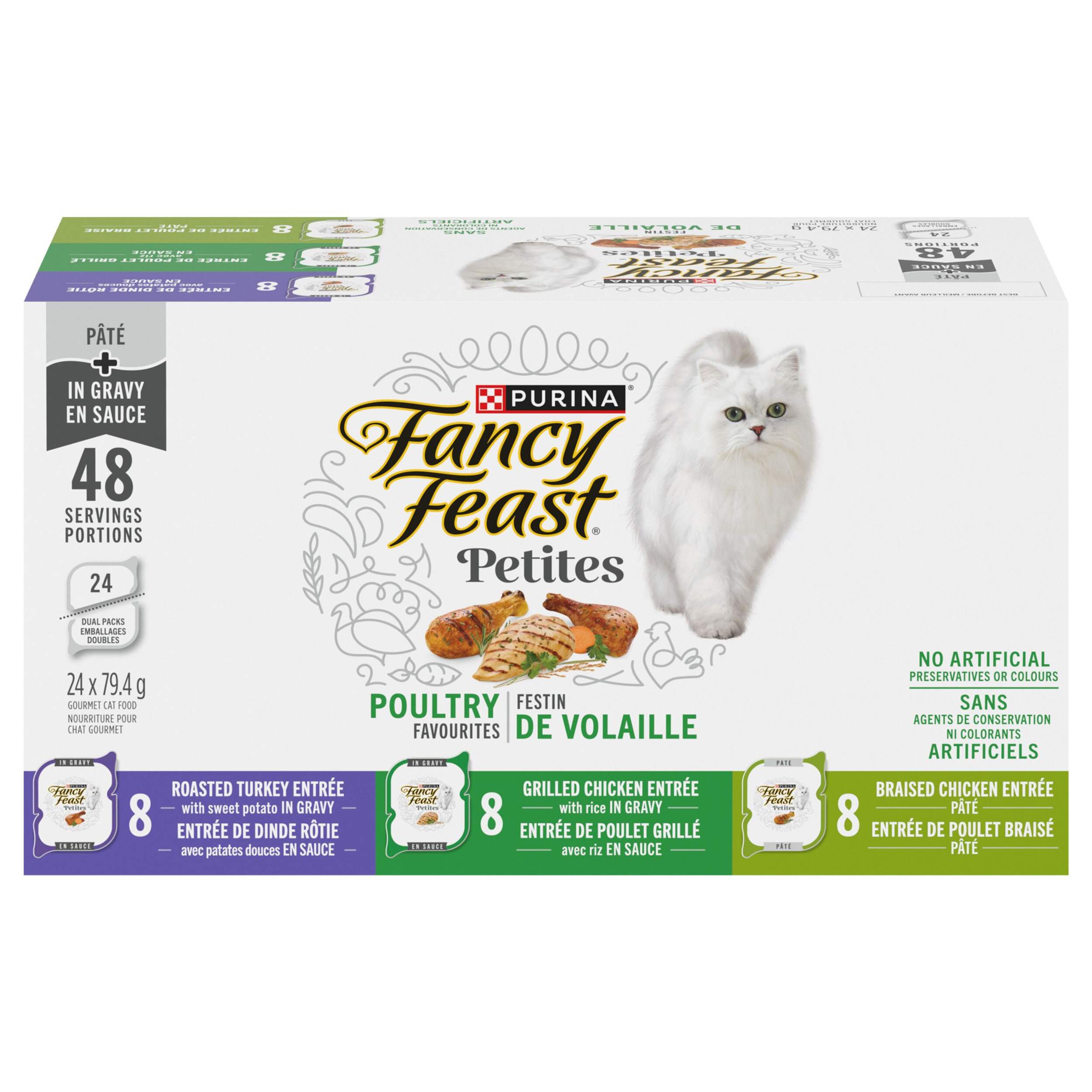 Assortiment de nourriture humide pour chats Fancy Feast Petites, Festin de volaille, Collection, 79 g., paq. 24 Front_Elevated