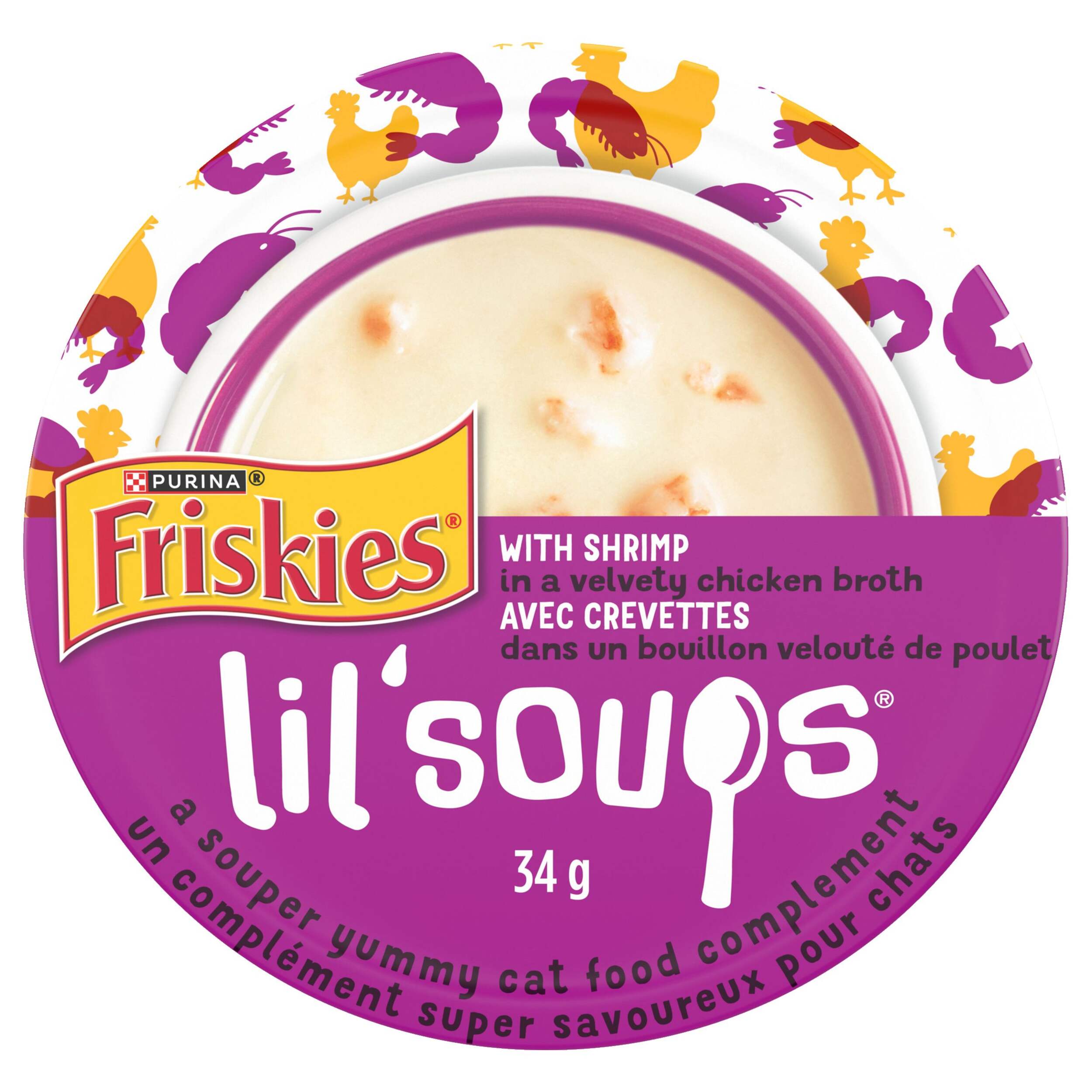 Friskies Lil Soups Shrimp in Chicken Broth Wet Cat Food, 34-g Front_Flat