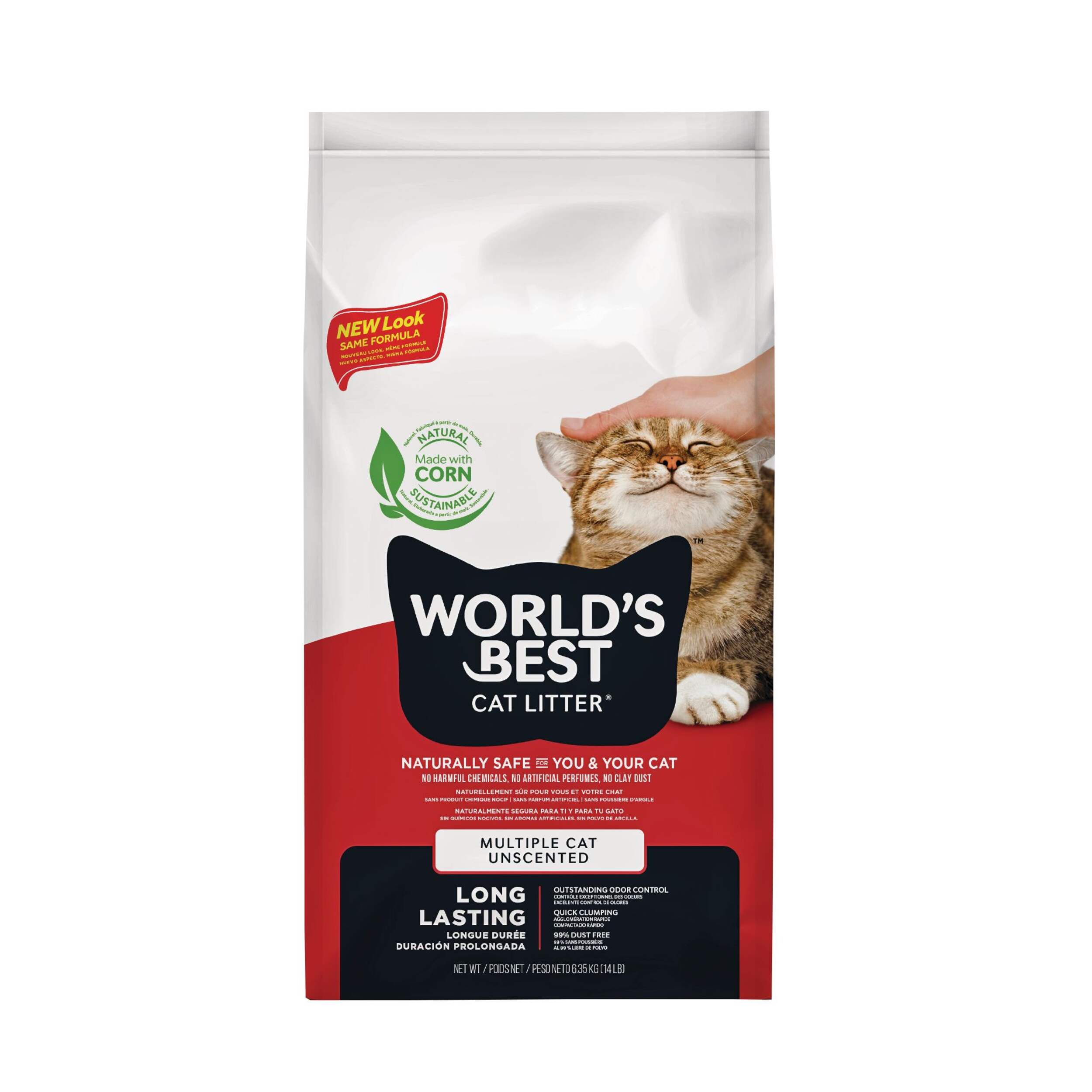 World's Best Natural Multi-Cat Clumping Cat Litter Formula, 6.35-kg Front_Flat