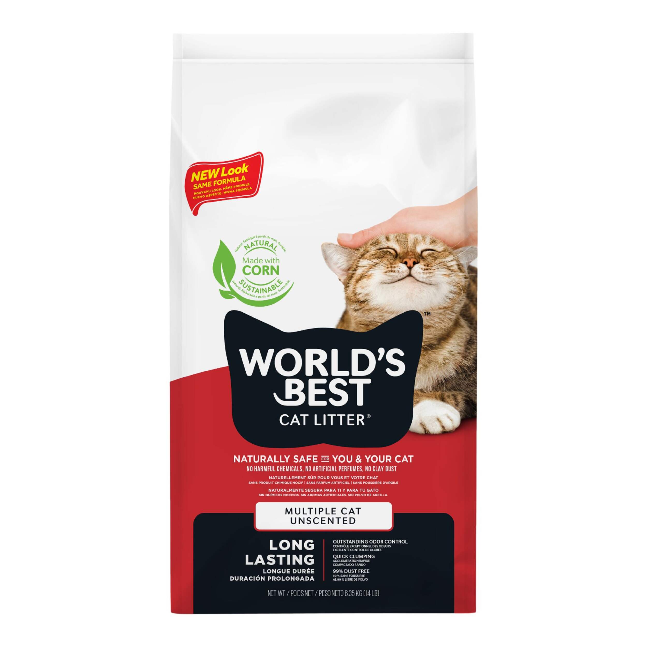 Litière agglomérante Multi-chat World's Best Natural, 6,35 kg Front_Flat