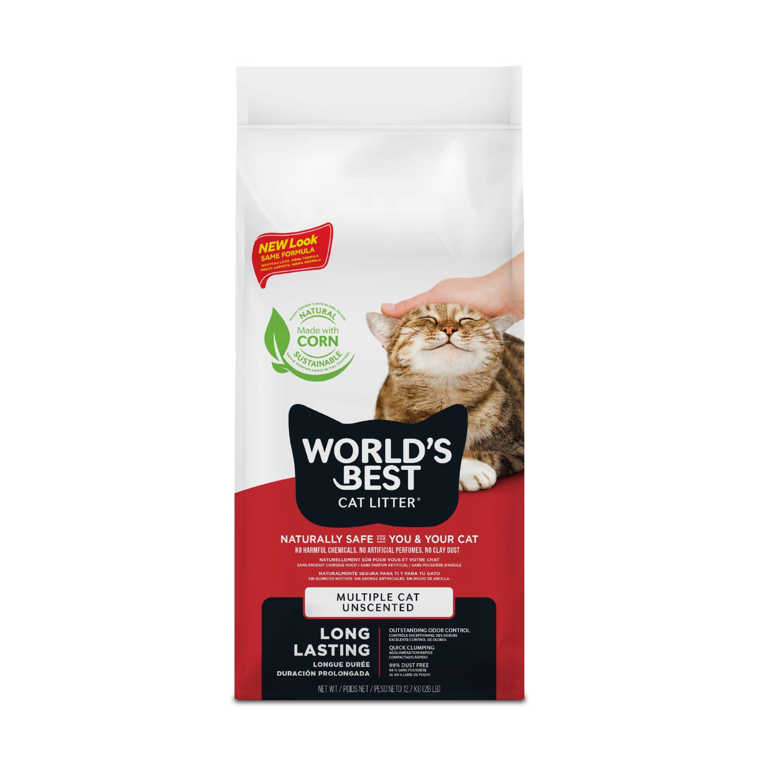 World's Best Natural Multi-Cat Clumping Cat Litter Formula, 12.7-kg Front_Flat