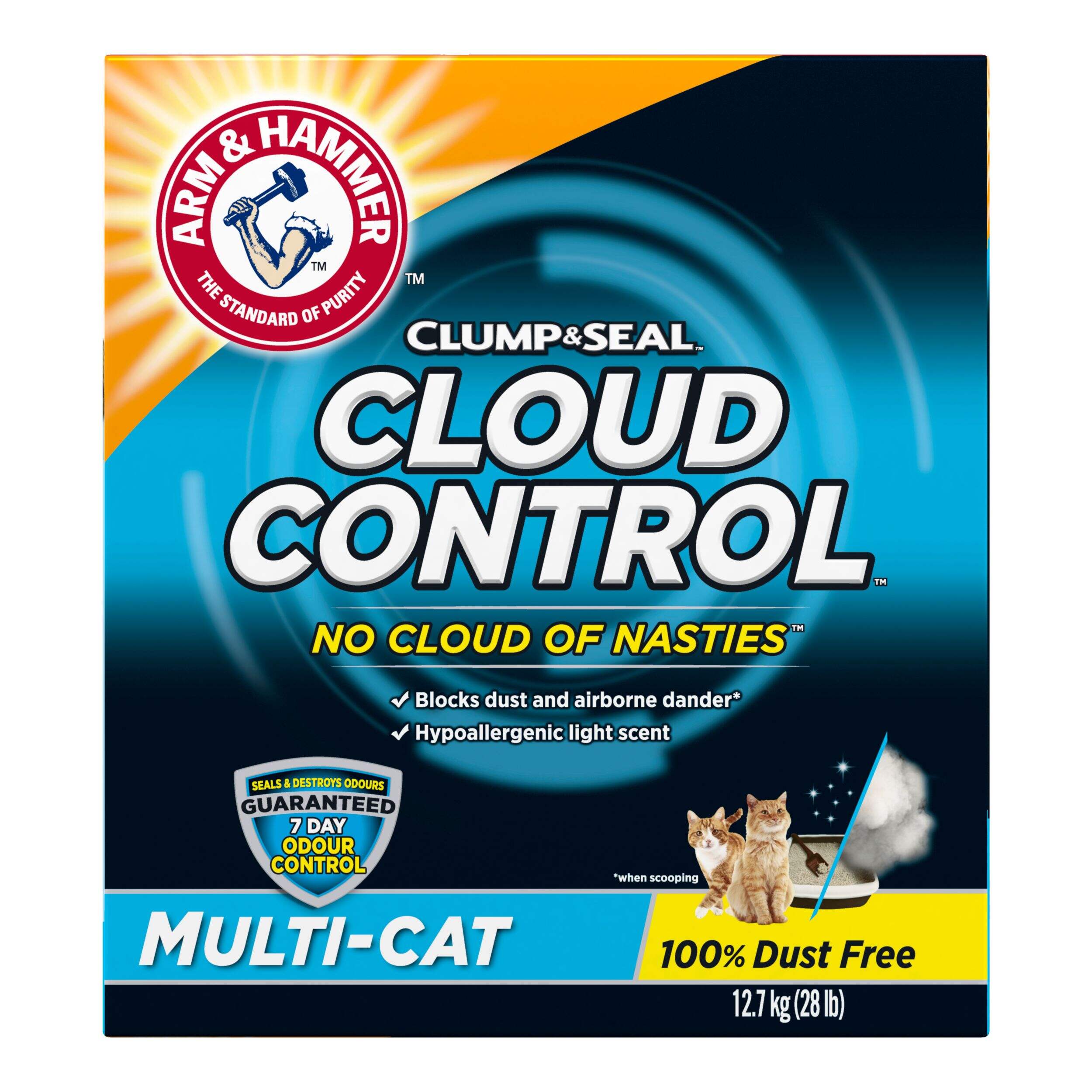 Arm & Hammer Clump & Seal Cloud Control Cat Litter, 12.7kg Front_Flat