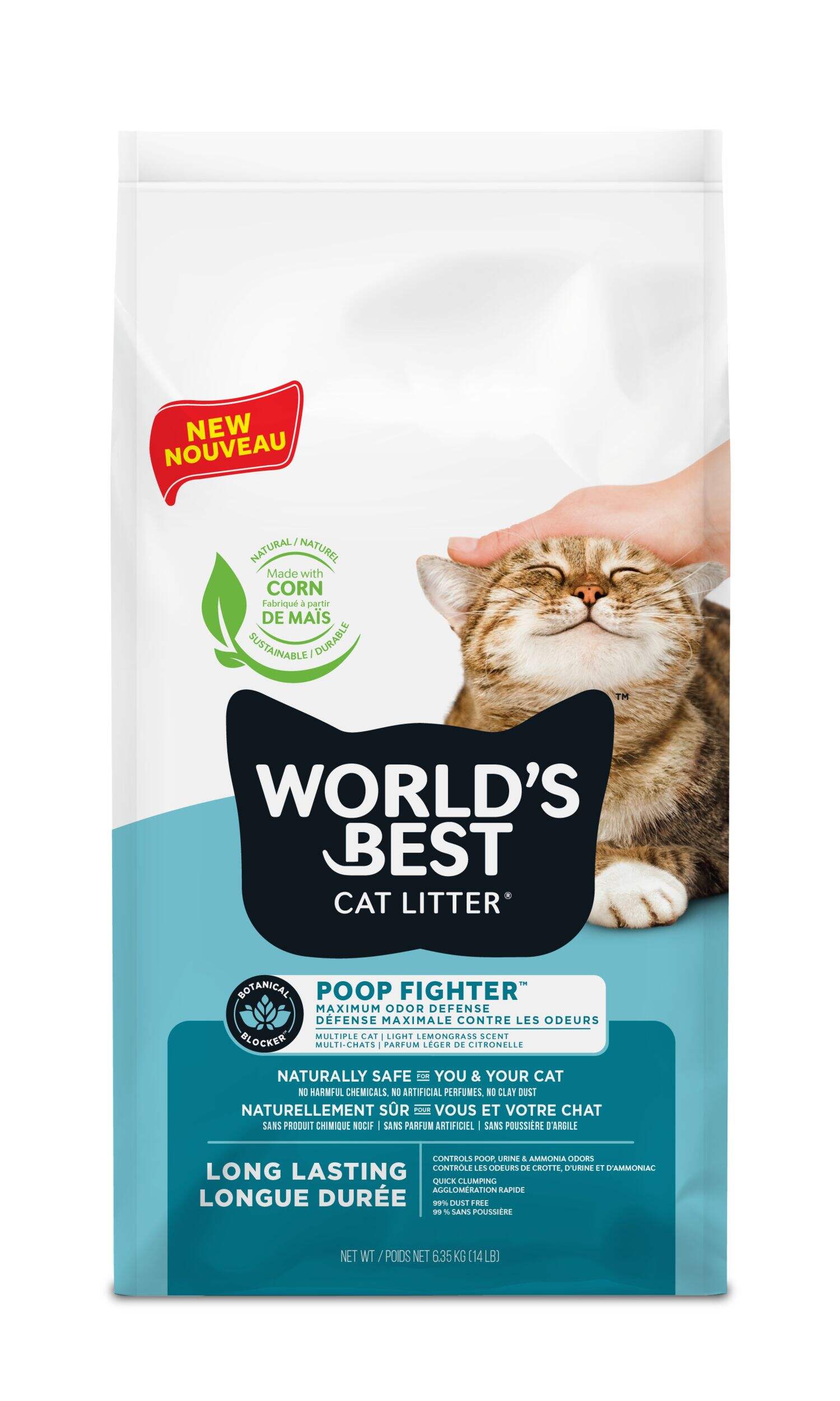 Litière World's Best Cat Litter contrôle maximal des odeurs, 6,35 kg Front_Flat