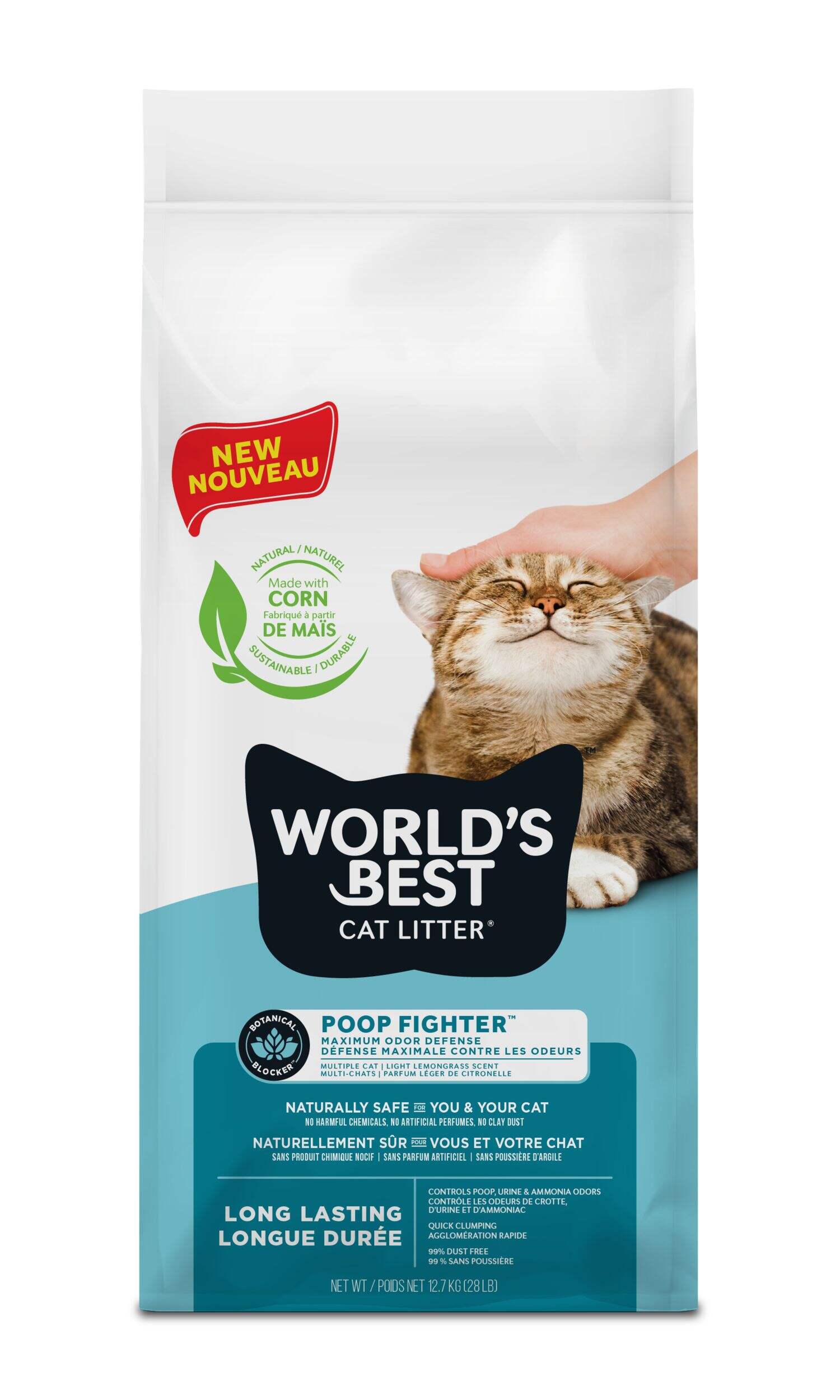 World's Best Cat Litter Poop Fighter Maximum Odour Defense, 12.7-kg Front_Flat