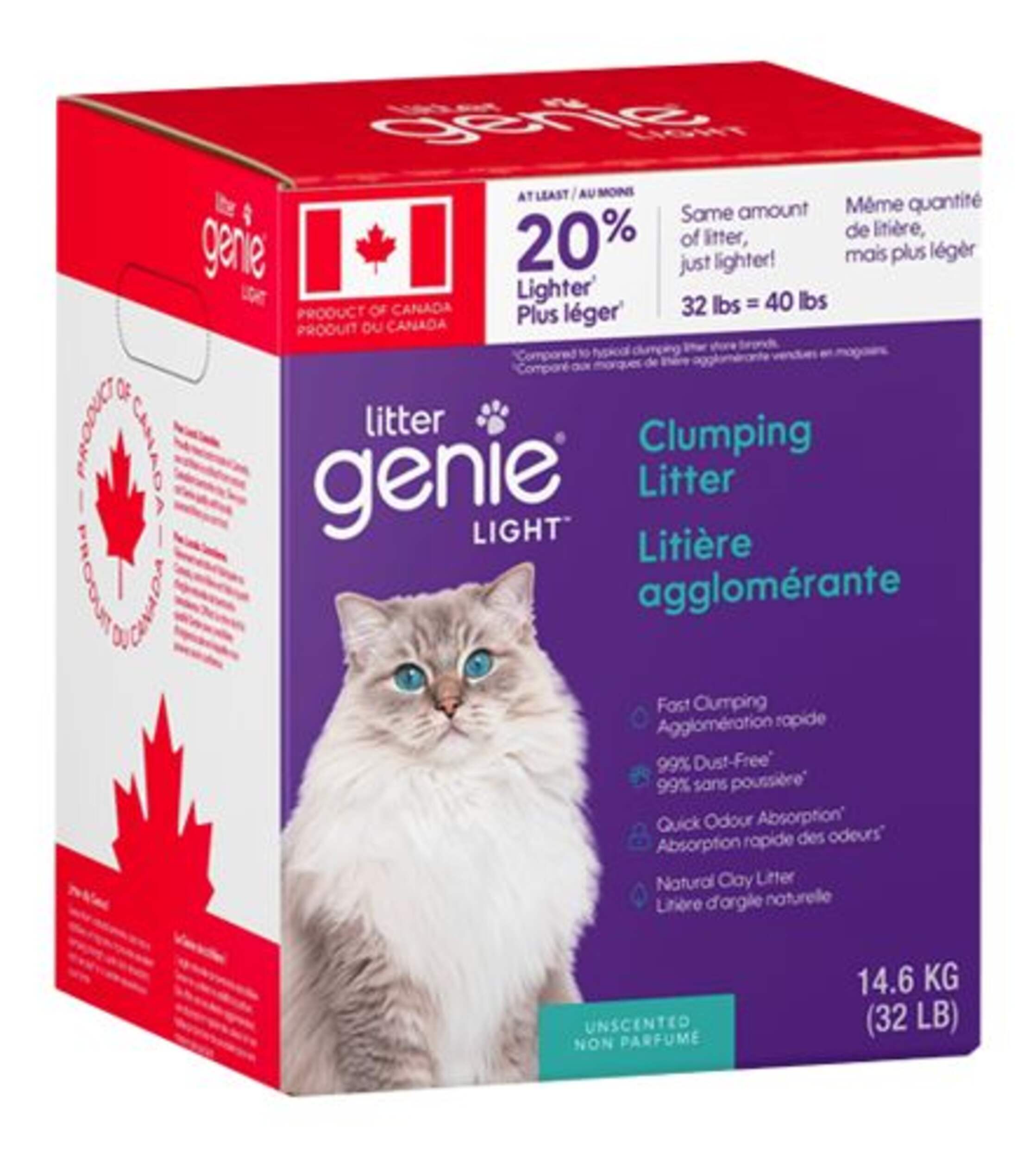 Litière agglomérante pour chats Litter Genie All Natural, 14,6 kg Front_Angled_Right