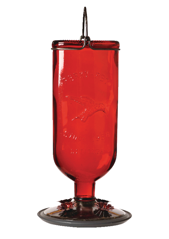 Mangeoire à colibris bouteille en verre antique Perky Pet, rouge, 16 oz