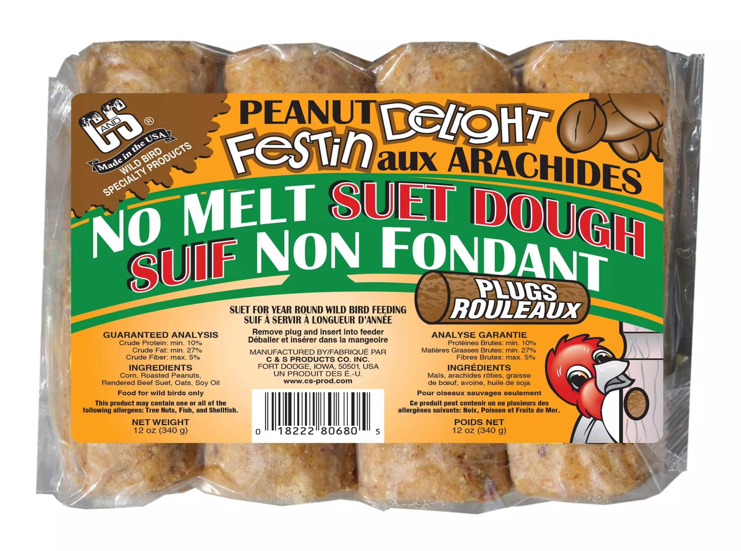 Scotts C&S Peanut Delight No Melt Suet Plugs, 4-pk Front_Flat