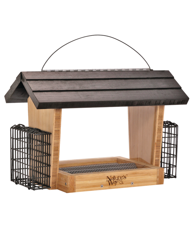 Nature's Way Bamboo 5 Quart Hopper Bird Feeder with Suet Cages, 10in x 12in Canadian Tire