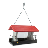 Panacea Recycled Plastic Bird Feeder with Suet Cage, Red Front_Angled_Right