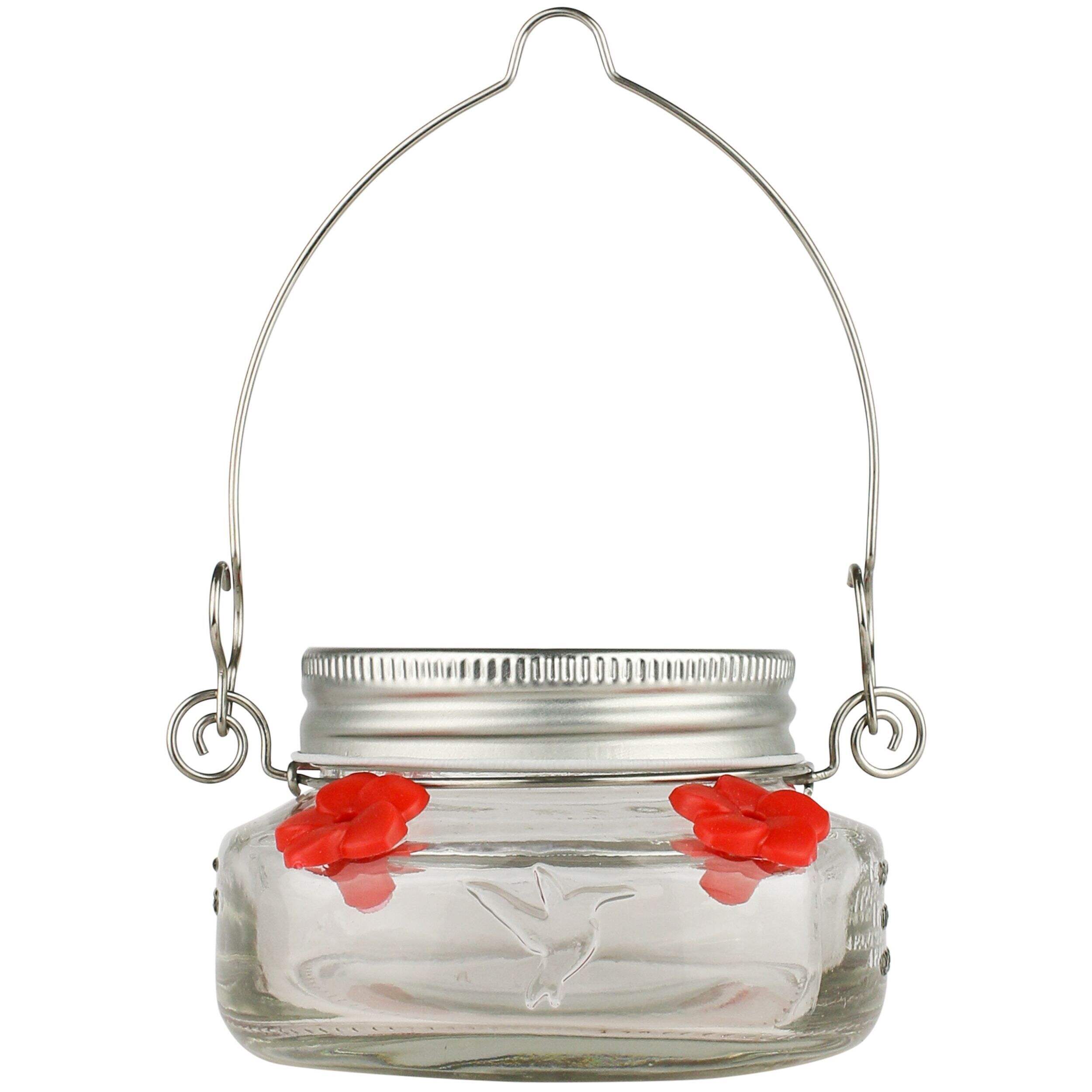 Nature's Way Mason Jar Hummingbird Feeder, 6-oz, Clear Front_Flat