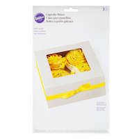 Boîtes à friandises de fête à 4 compartiments à fenêtre carrée Wilton pour petit gâteau, blanc, 6 po, paq. 3, pour transporter des gâteaux/petits gâteaux/biscuits/produits de boulangerie