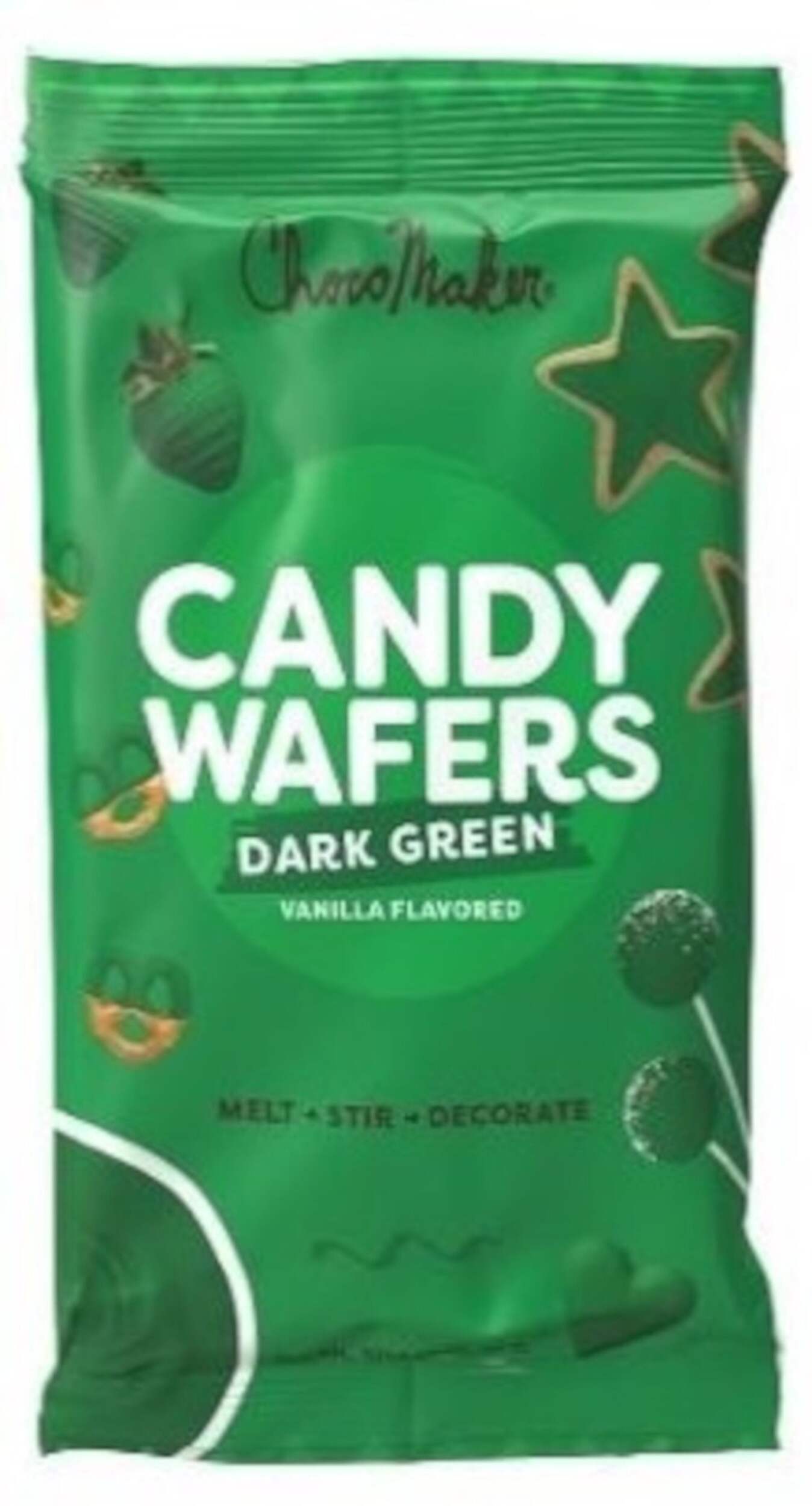 ChocoMakers Green Vanilla Flavoured Candy Wafers, 340-g Front_Flat