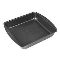 Moule à gâteau rectangulaire en acier au carbone Baker's Secret, gris, 9 po, pour cuisson Overhead_Plunge