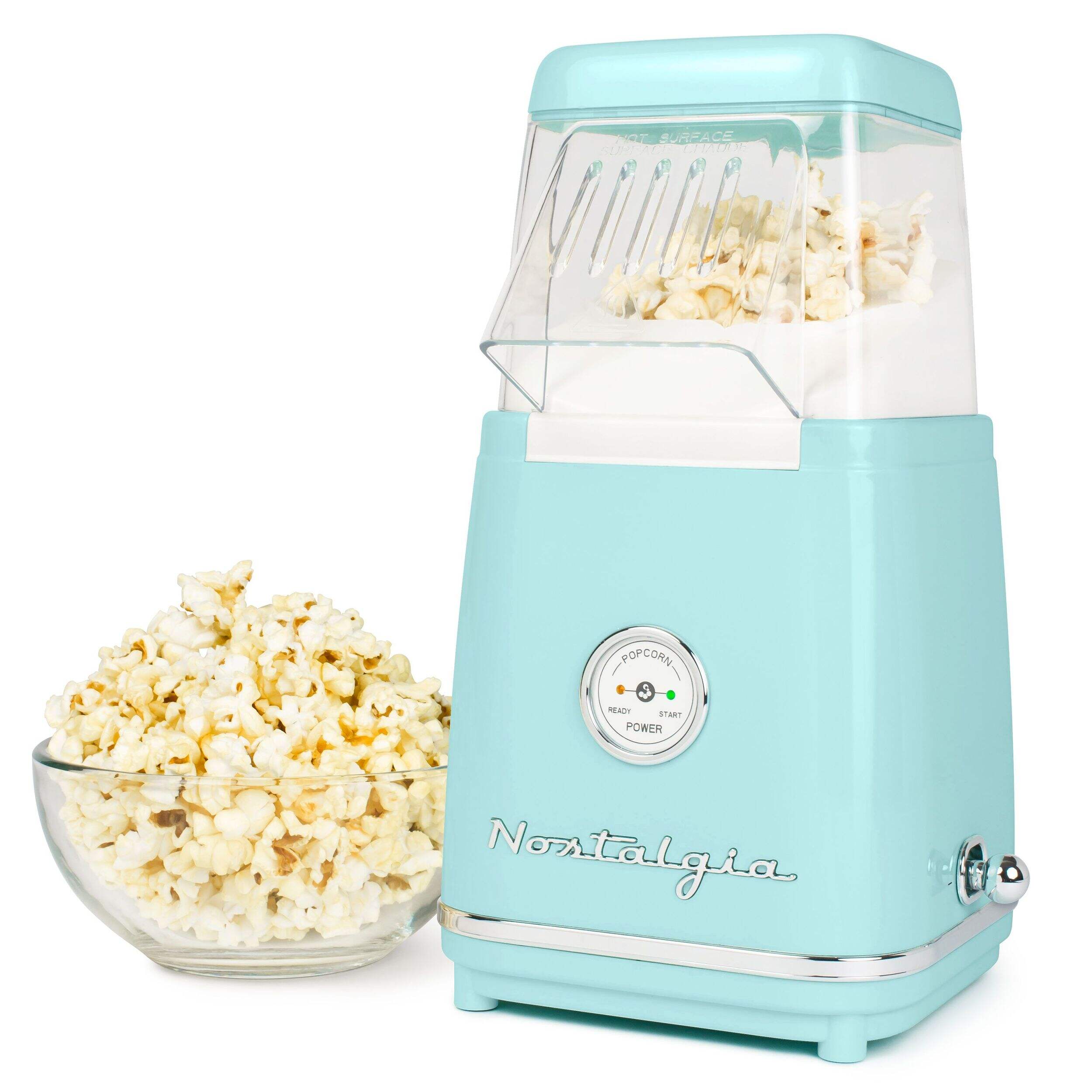 Nostalgia Retro 12-Cup Hot Air Popcorn Maker for Parties Front_Angled_Left