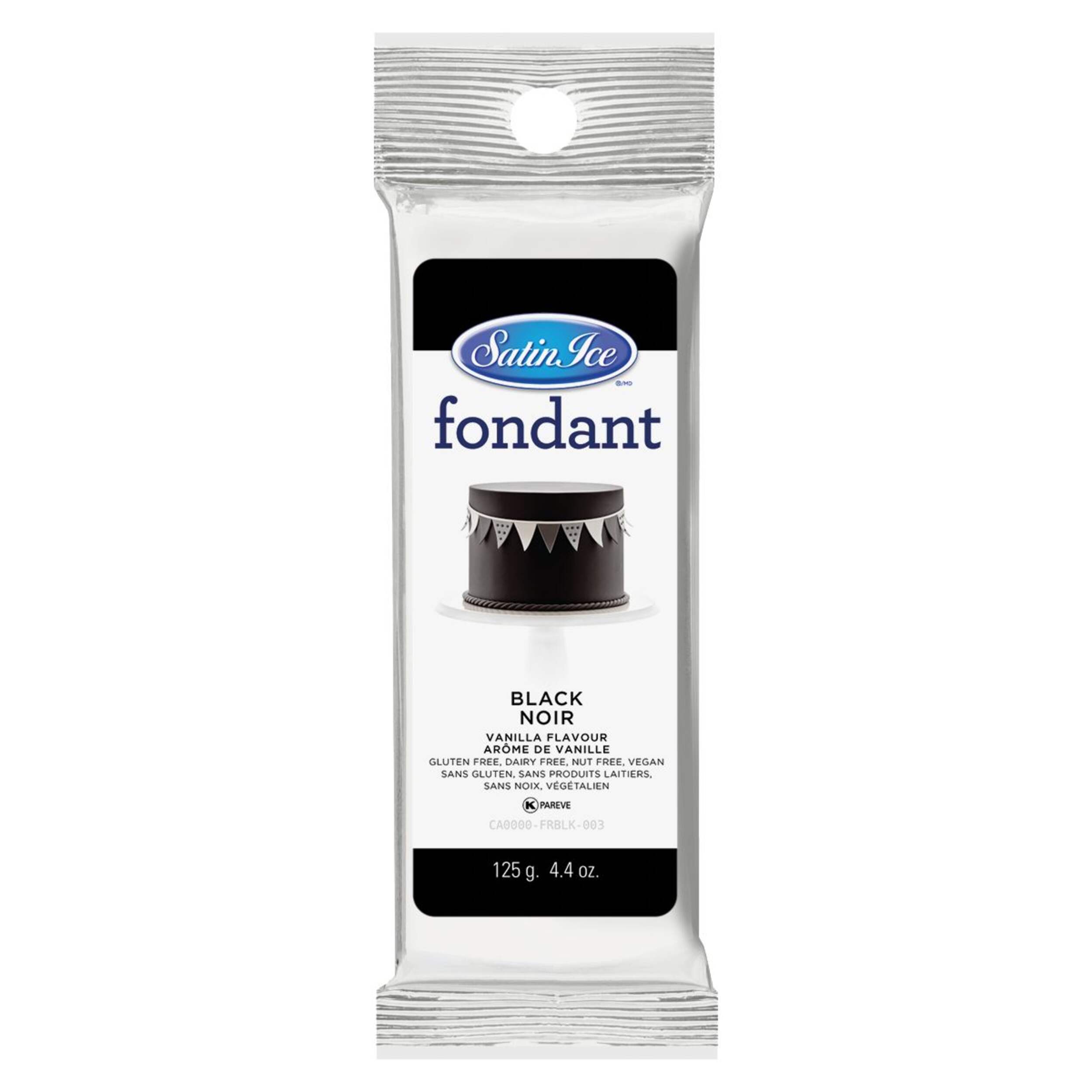 Fondant vanille Satin Ice, noir, paquet A, 125 g Front_Flat