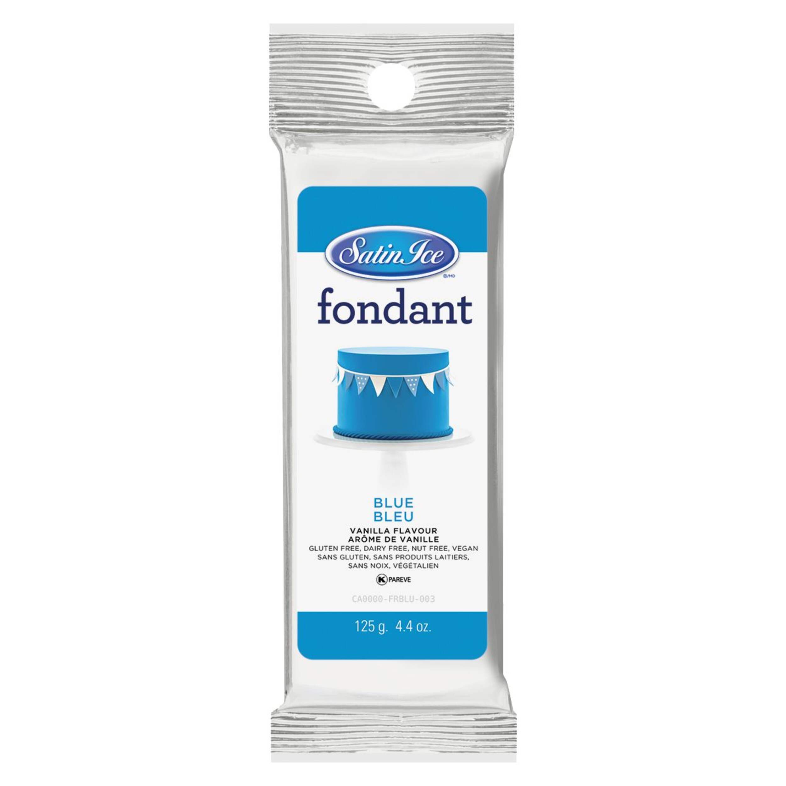 Satin Ice Blue Vanilla Fondant Packet A for Baking, 125-g Front_Flat