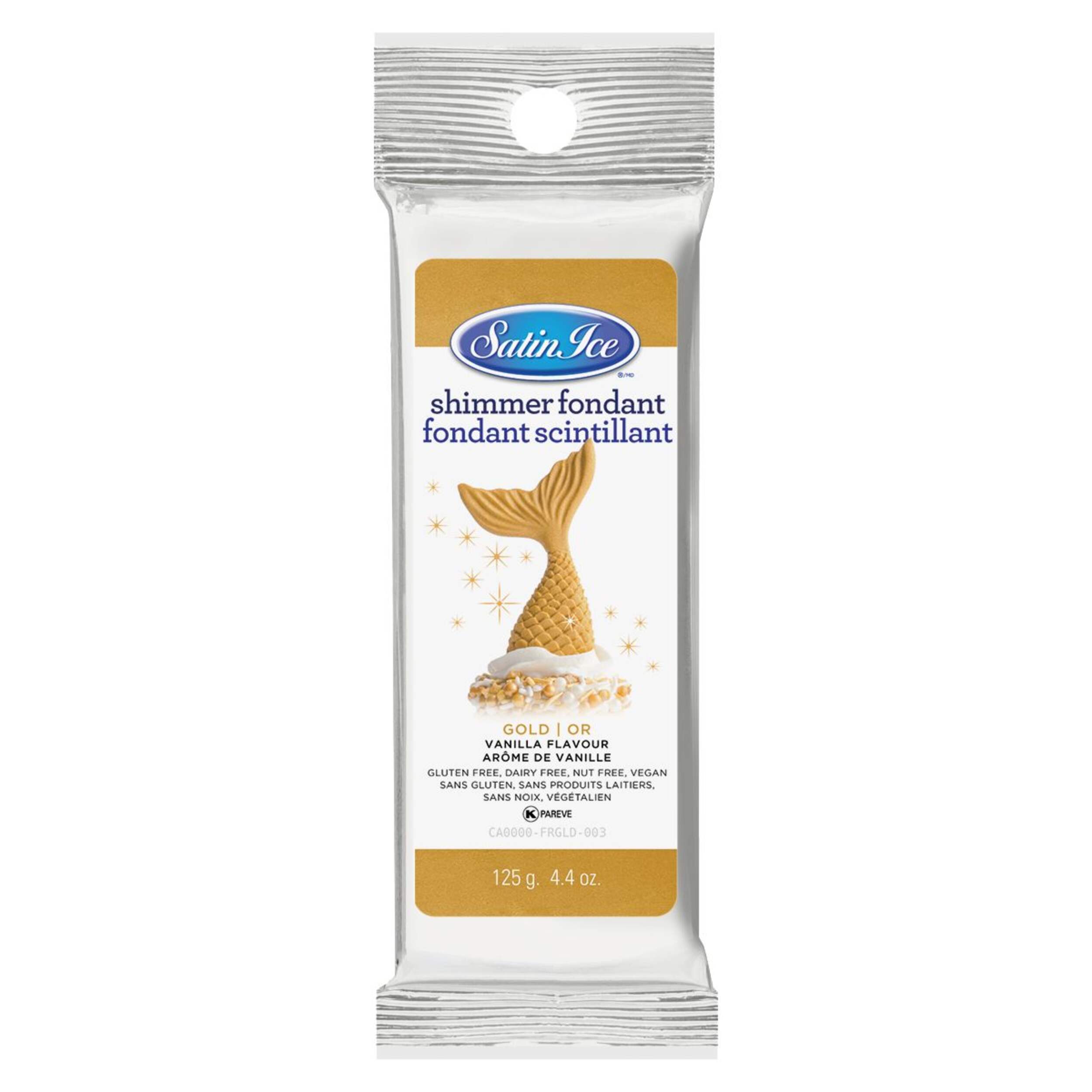 Satin Ice Gold Shimmer Vanilla Fondant Packet, 125-g Front_Flat