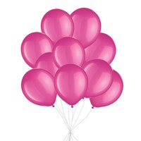 Round Latex Balloon Bouquet, Bright Pink, 10-pk, Helium Inflation & Ribbon Included for Birthday/Special Occasion Front_Flat