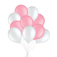 Bouquet de ballons en latex ronds, blanc et nouveau rose, paq. 10, gonflage à l¿hélium et ruban inclus pour anniversaire/occasion spéciale