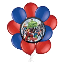 Bouquet de ballon Avengers avec ballons en latex bleu royal et rouges, 10 pièces, gonflage à l'hélium et ruban inclus, pour fête d¿anniversaire d¿enfant