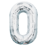 Ballon en aluminium satiné, chiffres 0 à 9, argent, 34 po, ruban et gonflage hélium compris, anniversaire/remise de diplômes/jour de l'An Front_Flat