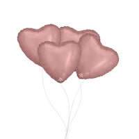 Heart Foil Balloon Bouquet, Rose Gold, 4-pk, Helium Inflation & Ribbon Included for Birthday/Special Occasion