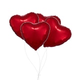 Bouquet de ballons en aluminium en forme de cœur, rouge, paq. 4, gonflage à l'hélium et ruban inclus pour anniversaire ou occasion spéciale Front_Flat