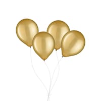 Round Latex Balloon Bouquet, Gold, 4-pk, Helium Inflation & Ribbon Included for Birthday/Special Occasion