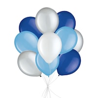 Blue Jays Celebration Balloon Bouquet with Latex Balloons, Silver/Royal Blue/Powder Blue, 10-pk, Helium Inflation & Ribbon Included