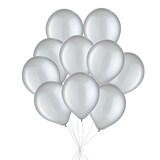 Round Pearl Latex Balloon Bouquet, Silver, 12-in, 10-pk, Helium Inflation & Ribbon Included for New Year’s Eve/Special Occasion Front_Elevated