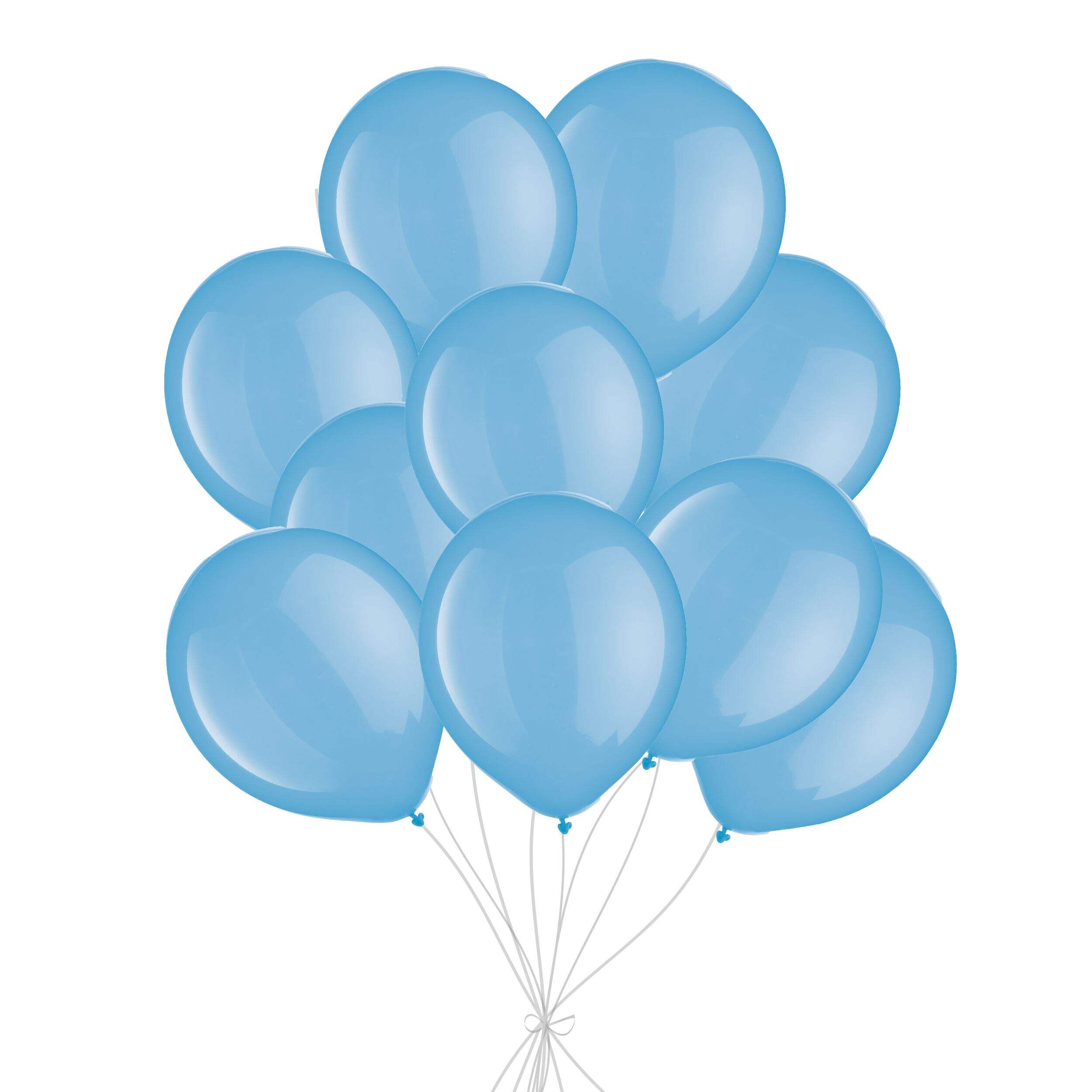 Round Latex Balloon Bouquet, Powder Blue, 10-pk, Helium Inflation & Ribbon Included for Birthday/Special Occasion Front_Flat