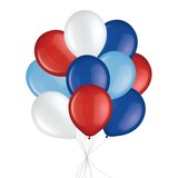 Blue Jays Champions Balloon Bouquet with Latex Balloons, Red/Royal Blue/Powder Blue, 10-pk, Helium Inflation & Ribbon Included Front_Flat