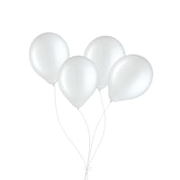Bouquet de ballons en latex ronds, blanc, paq. 4, gonflage à l¿hélium et ruban inclus pour anniversaire/occasion spéciale