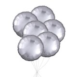 Round Foil Balloon Bouquet, Silver, 6-pk, Helium Inflation & Ribbon Included for Birthday/Special Occasion Front_Flat