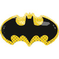 Ballon en aluminium satiné DC Batman, bleu/jaune, 30 po, gonflement à l'hélium et ruban inclus, pour fête d'anniversaire Front_Flat