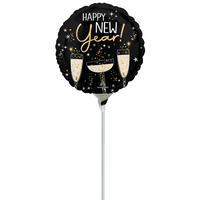 Mini-ballon rond en aluminium Happy New Year, 9 po, rempli d'air pour la veille du jour de l'An