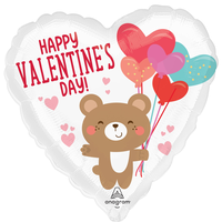 Valentine's Day Bear Hug Balloon with 'Happy Valentine's Day' Message, 18 inch Valentine's Balloon