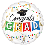 Ballon de fête Congrats Grad, remise de diplôme, 18 po Front_Flat