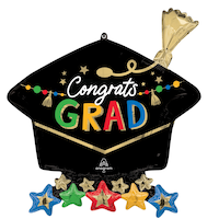 Graduation Party Grad Cap Supershape Balloon Front_Flat