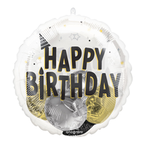 Ballon Insiderz, anniversaire, noir, argent, or Front_Flat