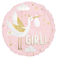 Ballon bébé fille livrée par exprès, 18 po Front_Flat