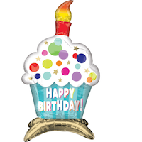 Happy Birthday Cupcake Air-Filled Balloon Decoration for Birthday Parties/Celebrations Front_Flat