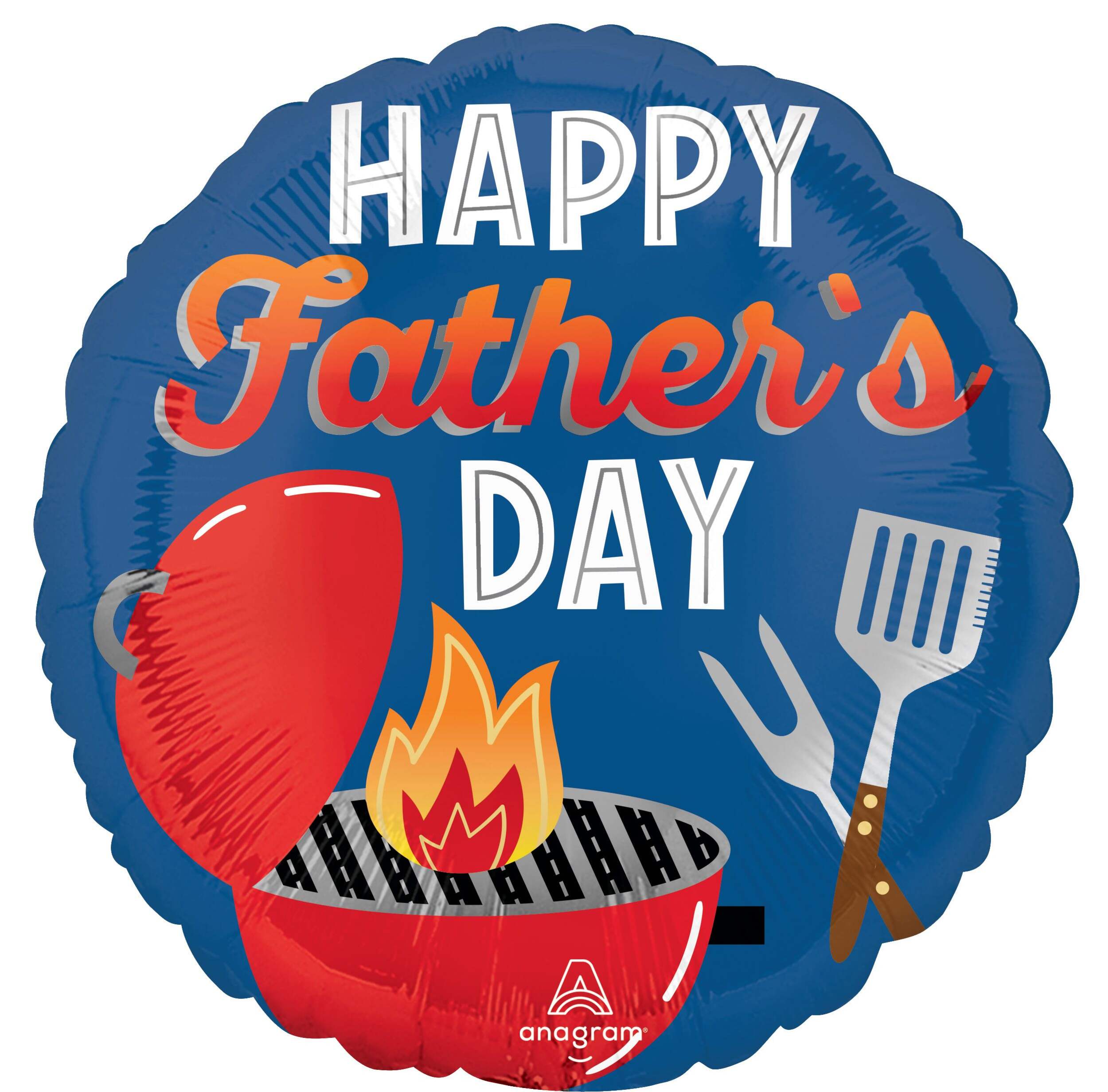 Happy Father's Day Grill-iant Dad 18-inch Round Balloon Front_Flat