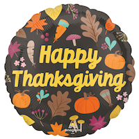 Ballon rond standard en aluminium satiné Give Thanks, multicolore, 18 po, pour l'Action de grâce Front_Flat