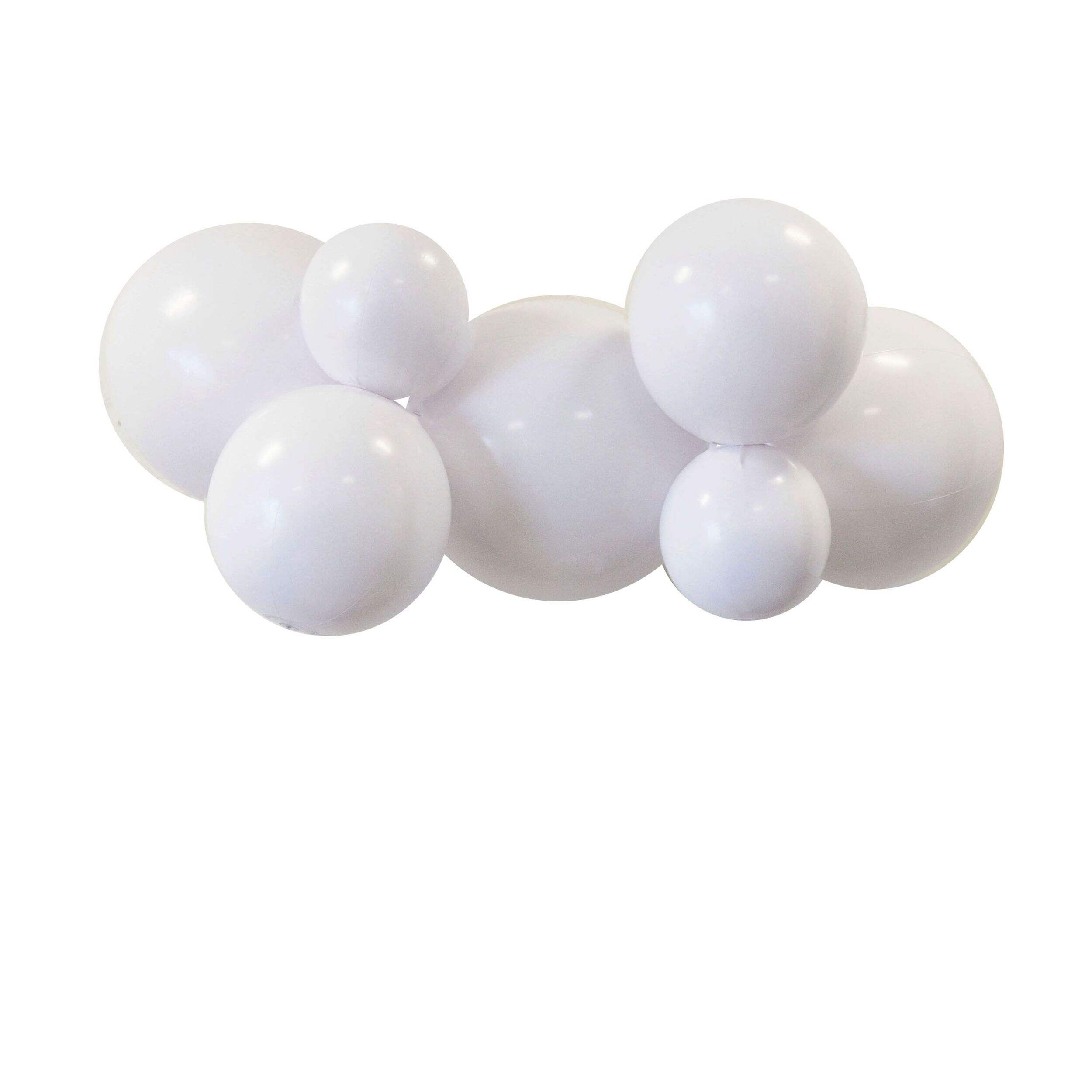 PartyAire Reusable Linked Inflatable PVC Balloon Garland, White, Air-Filled Front_Flat