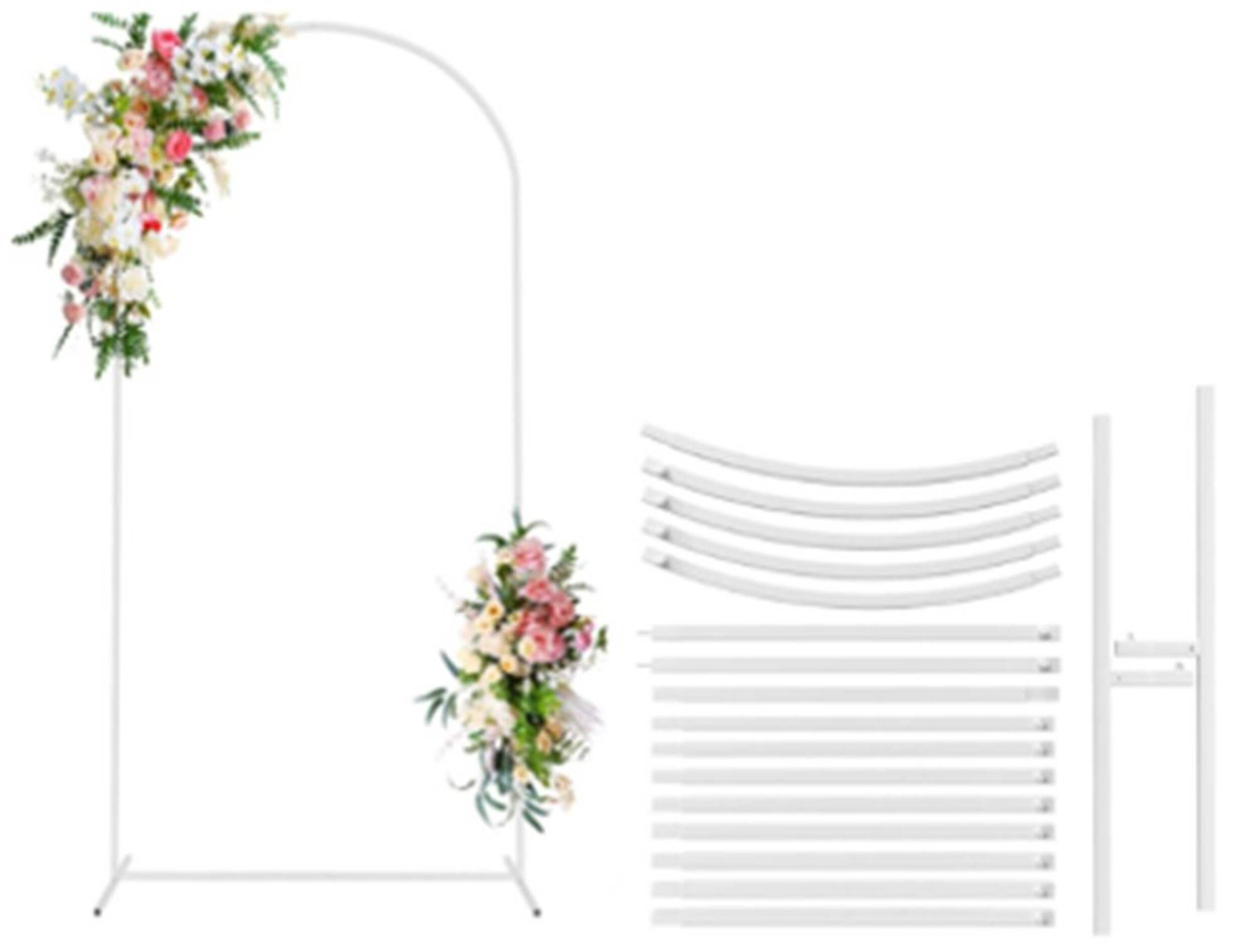 PartyAire Balloon Garland Metal Arch, White, 6.5x4-ft Front_Flat