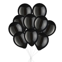 Round Pearl Latex Balloon Bouquet, Black, 12-in, 10-pk, Helium Inflation & Ribbon Included for New Year¿s Eve/Special Occasion