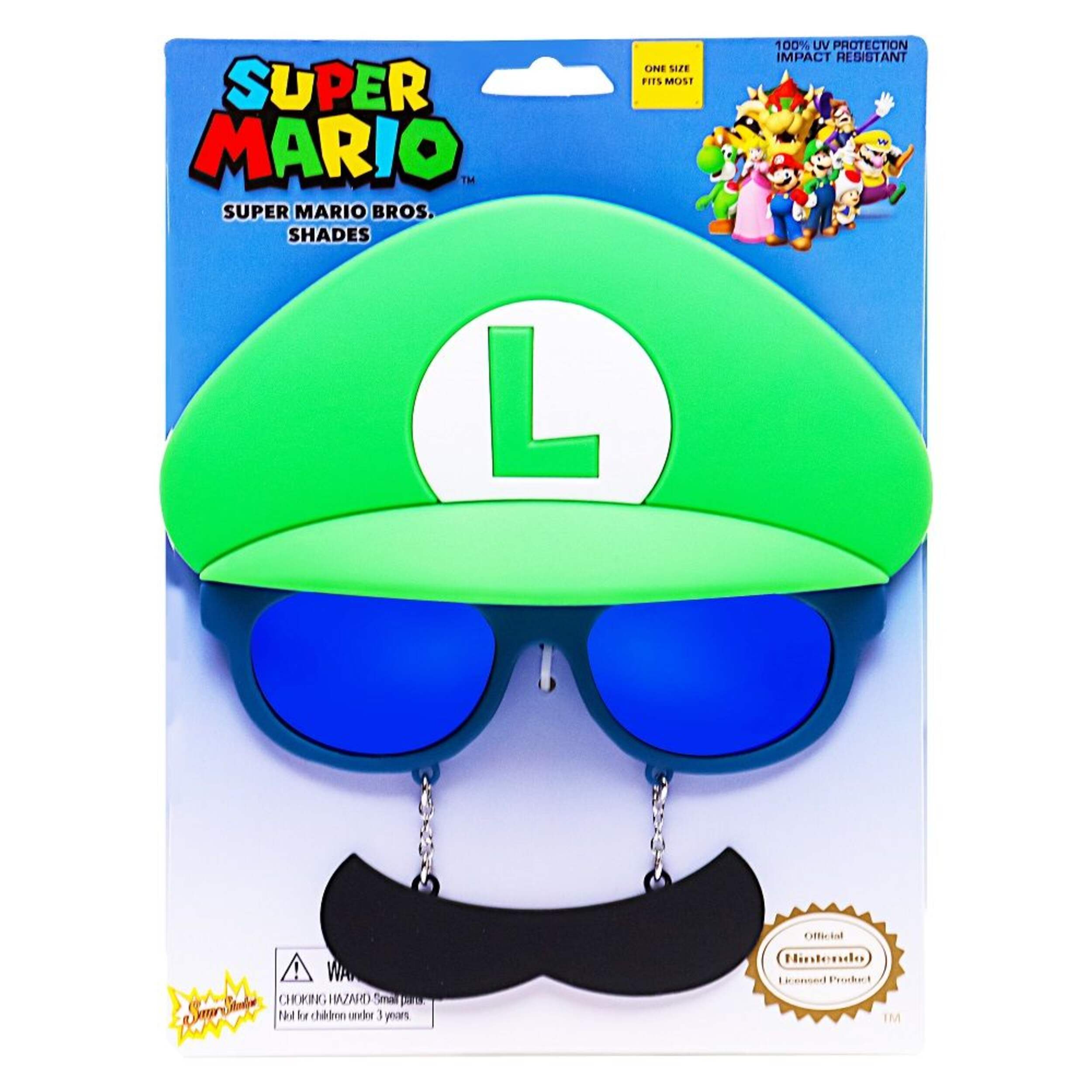 Sunstaches Super Mario Luigi Mustache UV400 Protection Sunglasses Front_Flat