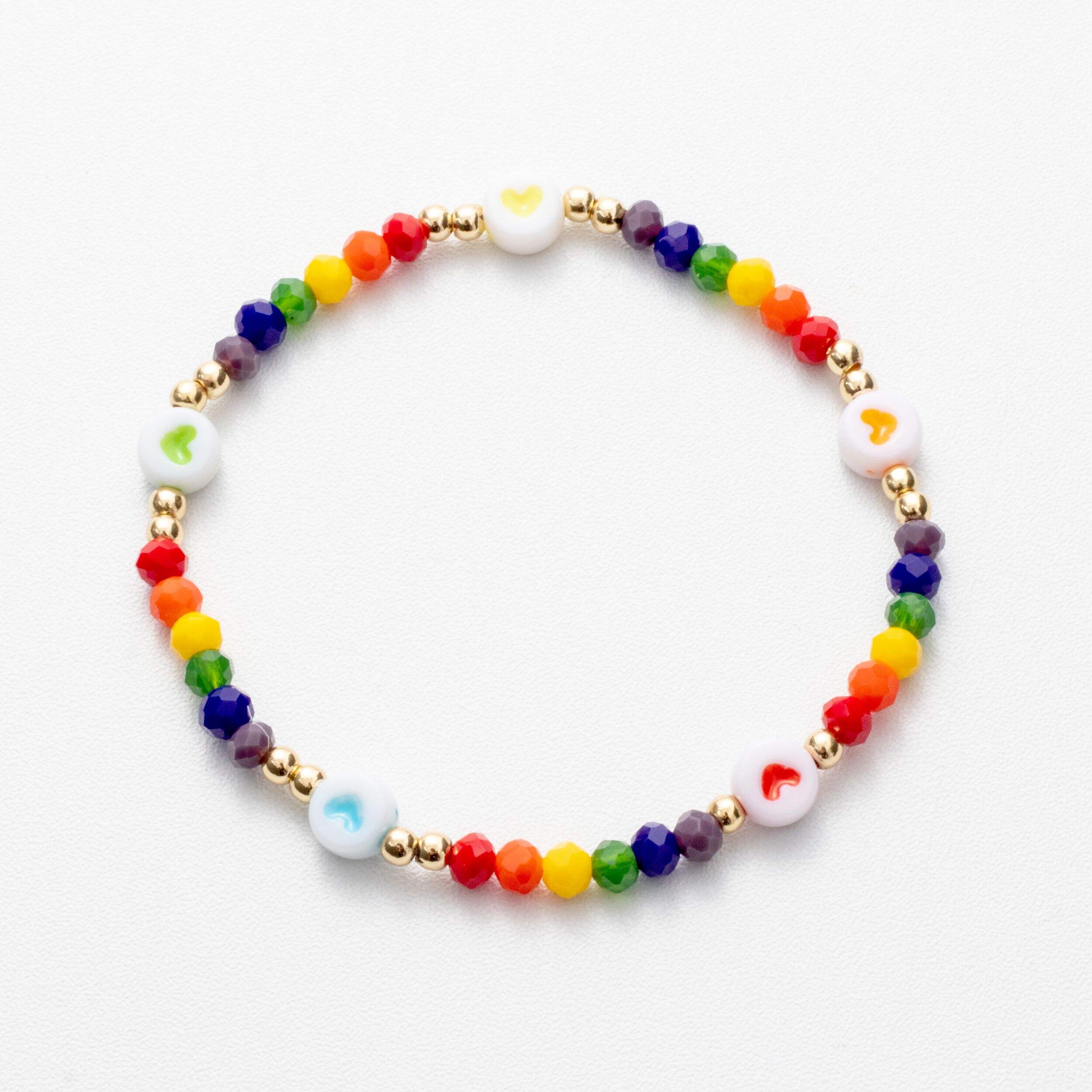 Rainbow Bracelets, Multi-Colour, One Size, 5-pk, Wearable Accessory Favours for Pride/Birthday/Summer Party Front_Flat
